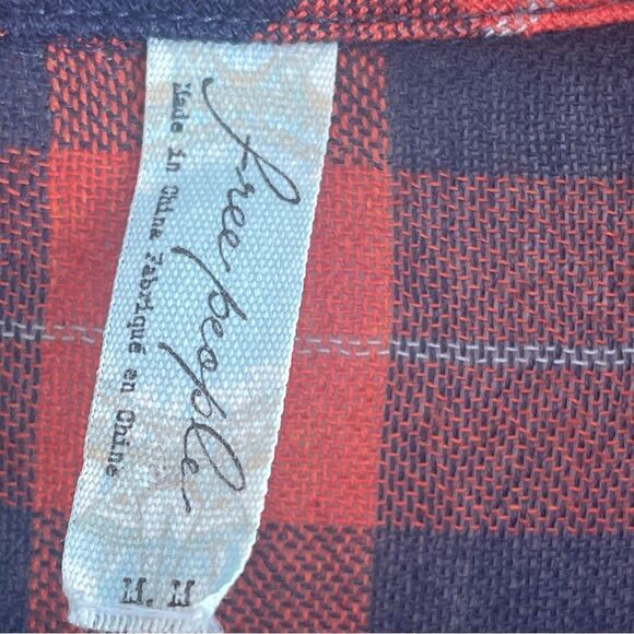 Free People Gauze Plaid Buttondown Shirt Sz M Gently Loved - Picture 5 of 9